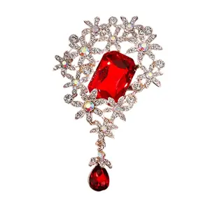 Retro Floral Brooch With Gemstones Styles Formal Casual Wear Alloy Metal