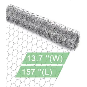 vnesovo Galvanized Chicken Wire Mesh - Garden Animal Barrier Fence, 0.8 inch Mesh Fence for Pet,Rabbit,Poultry(13.7"x157")