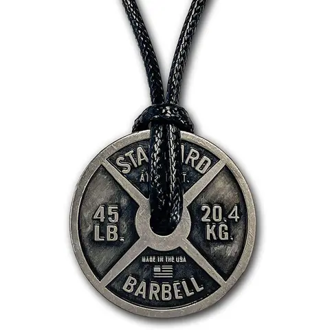 Workout Necklace For Men, Weight Plate Necklace, Adjustable Leather Cord
