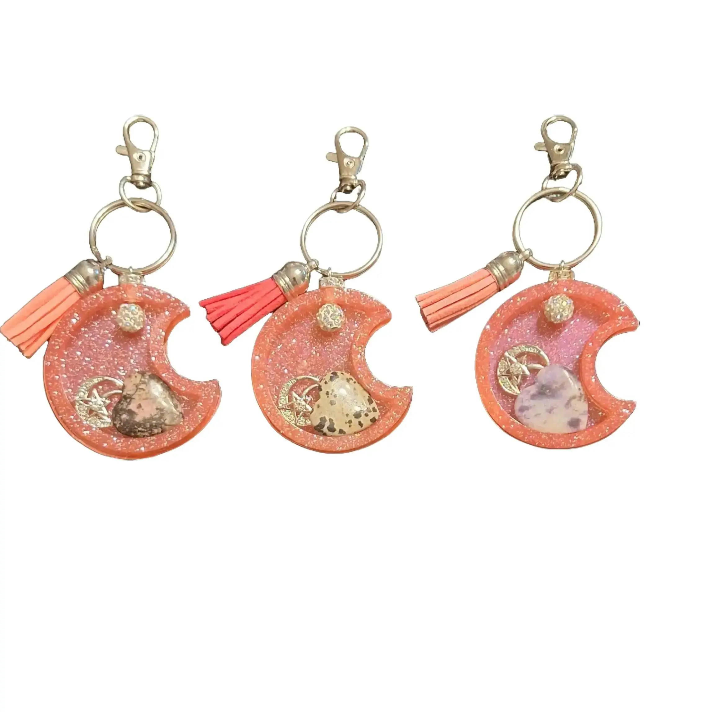 Crescent Moon with Crystal Keychain Resin Material Perfect Gift for Friends Birthday Presents Versatile for All Occasions