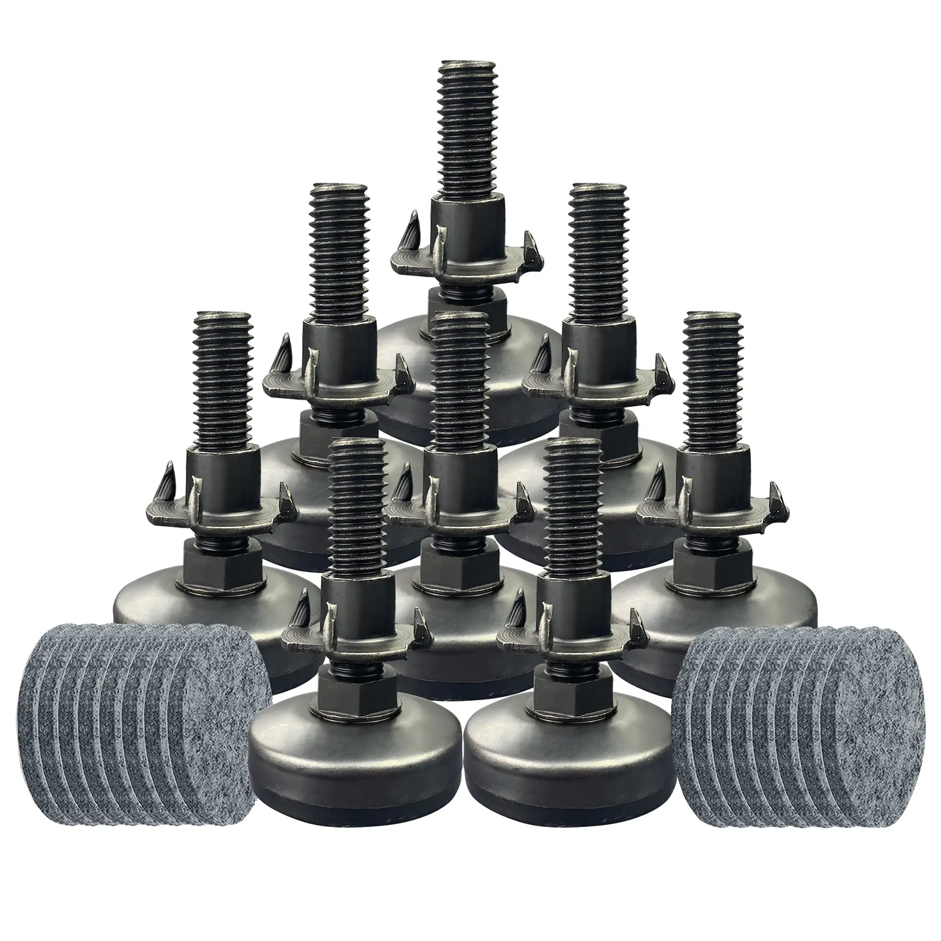 8 PCS Adjustable Leveling Feet Furniture Levelers Table Feet Heavy Duty Leg Levelers for Cabinets Sofa Tables Chairs(Support 1320LBs, T-Nut Kit 3/8-16 Thread, Large Base,Black), Height Adjustable Table, 1.4"(L)*1.4"(W)*2.38"(H)
