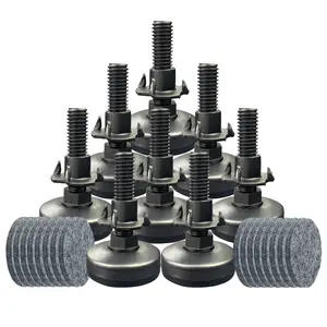 8 PCS Adjustable Leveling Feet Furniture Levelers Table Feet Heavy Duty Leg Levelers for Cabinets Sofa Tables Chairs(Support 1320LBs, T-Nut Kit 3/8-16 Thread, Large Base,Black)