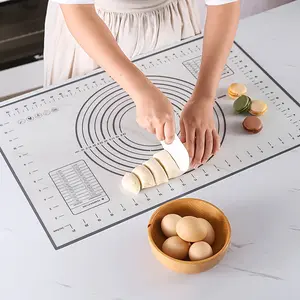 Large Silicone Baking Mat with Measurement Scale - Non-Stick, Reusable Dough Pad for Cookies, Macarons, Pizza, Pastry - Food-Safe Silicone, Easy Roll-Up Design for Kitchen Use