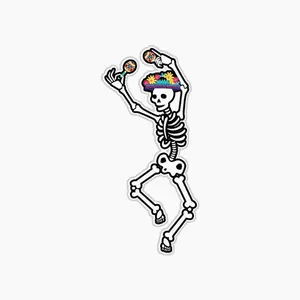 Dancing Day Of The Dead Skeleton Sticker, Waterproof Sticker for Laptop, Phone, Luggage, Computer, Flask, Mug, Car Bumper, MacBook Decals, Laptop Water Bottle Decal Sticker