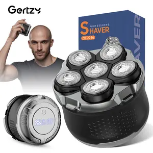 GERTZY Magnetic Attachment Shaver & Beard Trimmer for Men, Bald Electric Shaver with LCD Power Display, Cordless Rechargeable Grooming Kit, Rechargeable Rotary Shavers