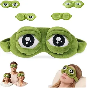 3D Frog Eye Mask,Soft,Adjustable Eyelids for All Groups of People | ﻿3D Frog Sleep Mask with changeable eyes, total blackout, soft cotton comfort, adjustable fit, fun gift for travel & sleep