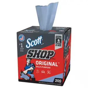 Scott Blue Pop-Up Box Shop Towels 200 Box Multi-Purpose Absorbs 2X More Long-Lasting Original Brand for Versatile Use