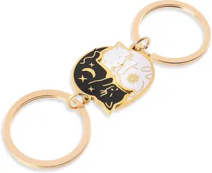 Matching Keychains Cat, Couples Keychain,A Pair of Matching Keychain,Can Be Seperated to 2 Pcs Cute Cat Key Chain,Couple Gift,Best Friend Keychain Women Men