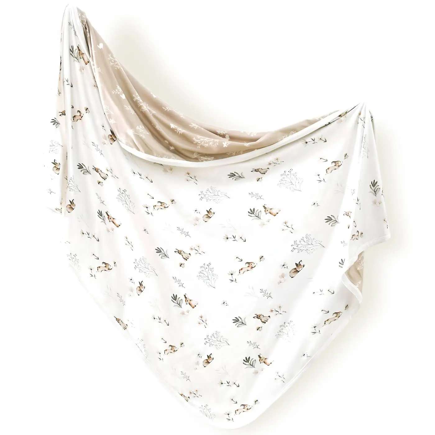 Blankets Super Soft Stretchy Jersey Knit Swaddle Blanket for  and , Double Layer Reversible Receiving Blankets 34 x 44, Extra Large for Swaddling, Cute Rabbit