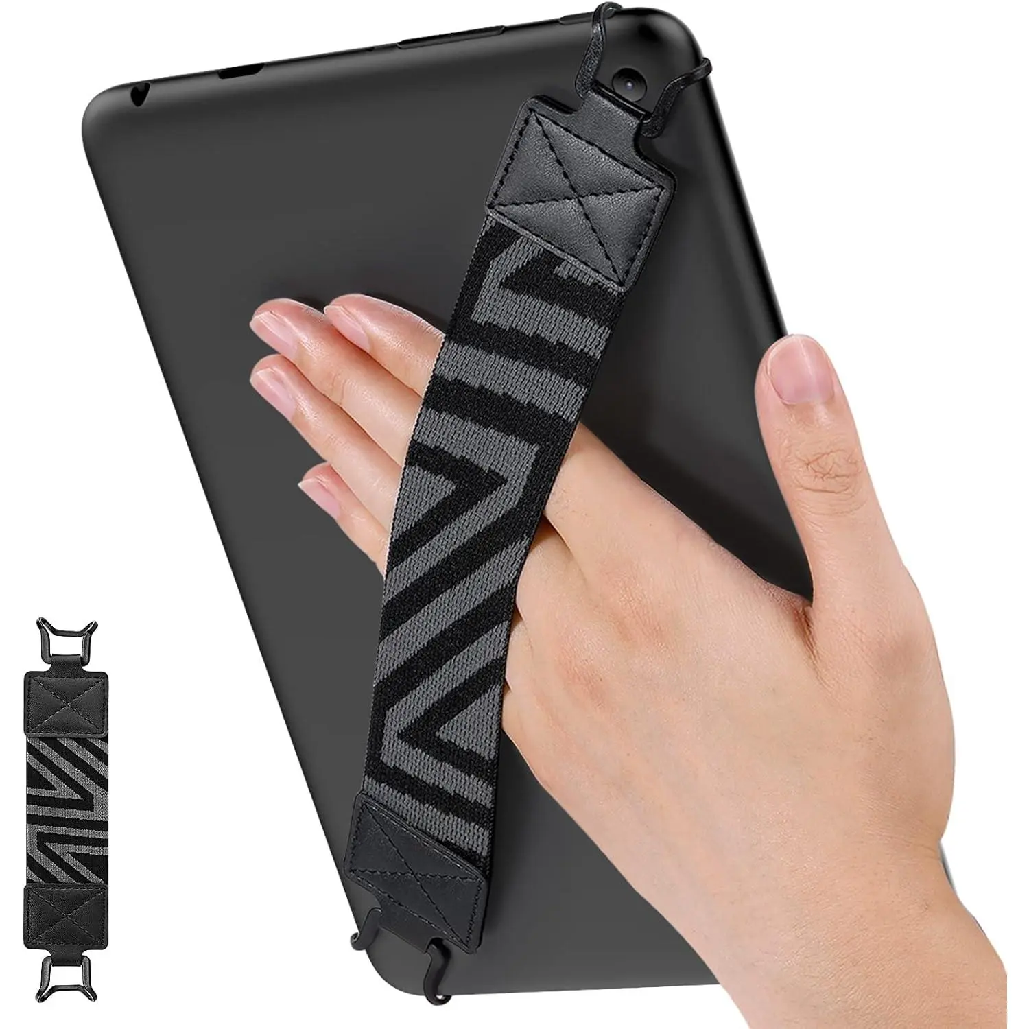P-CPS22  Security Hand-Strap for 9-11 Inch Tablet, iPad Pro/Air/Kindle Fire HD/Samsung, High-Elasticity Versatile Hand Strap Lightweight Finger Grip Holder, Black