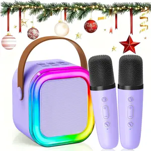 3 In 1 Mini Karaoke Machine Set for Kids & Adults | Portable Bluetooth Speaker with 2 Wireless Microphones| Colorful Multifunctional Birthday Gift for Girls Ages 4-12+, Ideal for Family Home & Party Gatherings