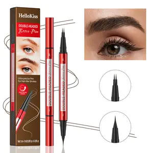 HelloKiss Double-Headed Brow Pen & Marker Eyeliner, 2-in-1 Waterproof Microblading Eyebrow Pencil for Natural Hair-Like Strokes & Ultra-Precise Defined Brows, Long-Lasting Smudge-Proof Eye Makeup with Dual Tips