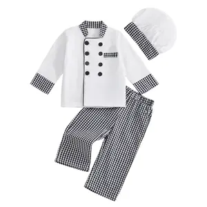 Boys Chef Costume Classic Baker Costume with Hat Set Halloween Role Play Outfits for Kids