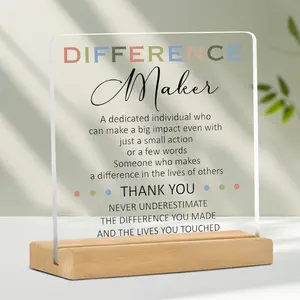 1 Piece Difference Maker Gift for Coaches, Bosses, Mentors, Leaders, Social Workers, Teacher Desk Plaque, Thank You Gift for Employees