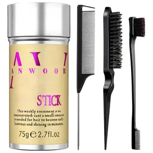 4Pcs Edge Brush Slick Back Hair Stick, Hair Wax Stick for Flyaways, Slick Back Hair Brush for Smoothing Baby Hair, Rat Tail Combs Parting Combs for Braiding Hair, Teasing Brush for Fluffy Hair