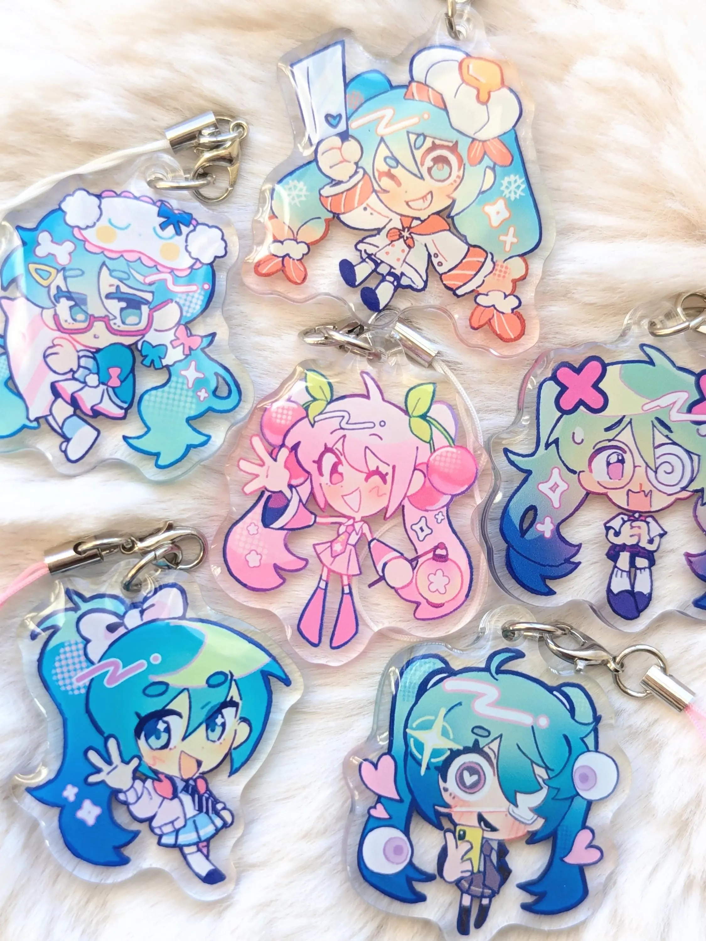 Hatsune Miku Vocaloid Acrylic Keychains Chibi Keychains | Sakura/Monitoring/Shrimpku/Ribbon Girl/Loungewear/Rotten Girl