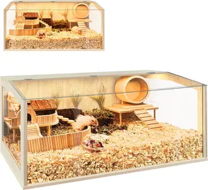 PROLEE Clear Roof Hamster Cage Chewproof, 48"L x 20"W x 20"H Inches, 960 sq.in Large Hamster Cages and Habitats, Openable Top with Acrylic Sheets Solid Built, Access for Hamster Gerbil Mouse