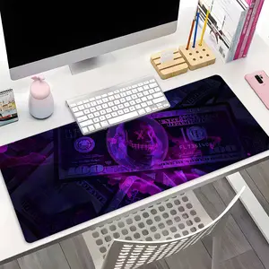 Neon Purple Dollar Design Extra Large Gaming Mouse Pad,Aesthetic Desktop Decoration Pad,Rubber Pad Non-slip Work Pad, Multi-size Mouse pad, Non Slip Mousepad, Suitable For Laptop, Desktop Games,Work, Good Gift