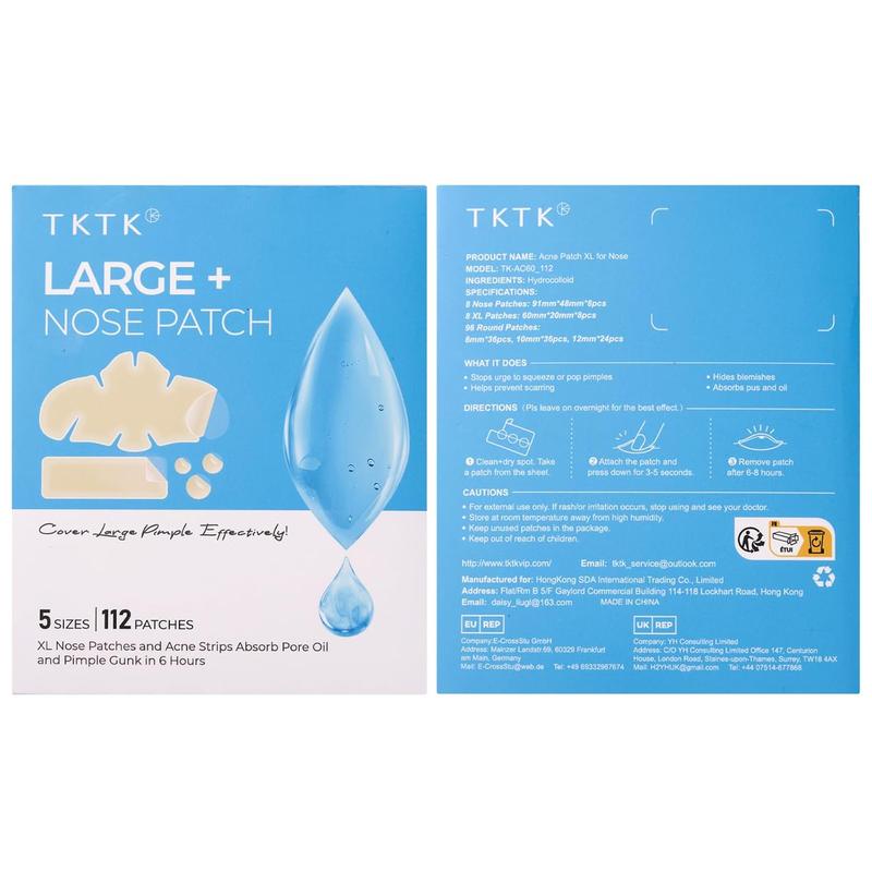 TKTK Hydrocolloid Nose Patches, XL Nose Pore Strips 91 x 48 mm, Large Hydrocolloid Acne Pimple Patches for Face, Cover Zit Blemishes & Absorb Oil (Nose Contoured, Strip, Dots 5 Sizes 112 Count) acne clearing products #TikTokShopBlackFriday