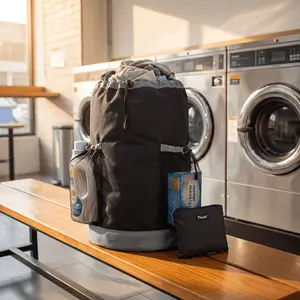 Portable Washable 900D Oxford Backpack Bag, 120L/150L Heavy-Duty Waterproof Laundry Carrier with Shoulder Straps, 2 Mesh Pockets for College Dorm & Laundromat, Home Supplies Laundry Accessories