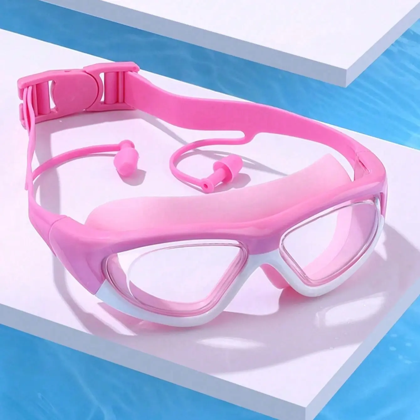 Anti-Fog Silicone UV Swimming & Pool Goggles with Earplugs, Waterproof Swim Glasses for Outdoor Training and Leisure, Perfect Holiday Gift and Beach Essential, Swimming Accessories