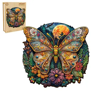 Ancient Butterfly-1 Wooden Jigsaw Puzzle for Adults and Kids Unique Shape Animal Wood Puzzles Challenging Puzzle, Family Game Creative Gifts，Laser-Cut Durable HDF Wood Puzzle