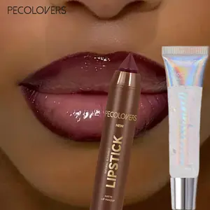 2pcs/Set Velvet  Lip Liner + Lipstick + Moisturizing Hydrating Lip Glaze Lipgloss Makeup Set Waterproof Long-lasting Matte Effect, Red, Brown, Create Moisturizing Natural Lip Makeup lip combo
