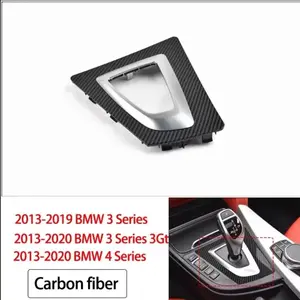 Gear Lever Base Panel Trim Carbon Fiber Style Decorative Cover Fit For BMW F30 F35 F3X F80 F8X Series Interior Modification
