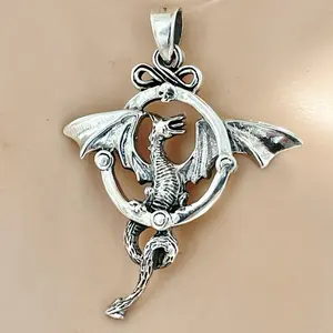 Sterling Silver 925 Dragon Pendant Charm
