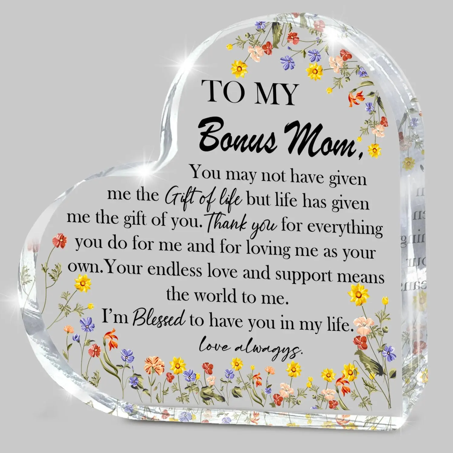 Mothers Day Gifts for Mom, Acrylic Desk Plaque Sign From Daughter Son Husband, Best Bonus Mother Birthday Gift, Keepsake for Stepmom, Mothers Day Decor, Acrylic Desktop Sign, Acrylic Signage Plaque, Decorative Plaque Sign