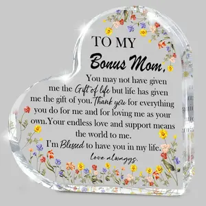 Mothers Day Gifts for Mom, Acrylic Desk Plaque Sign From Daughter Son Husband, Best Bonus Mother Birthday Gift, Keepsake for Stepmom