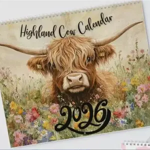 Highland Cow Calendar 2026, Fun New Year Planner, Daily Organizer, Perfect Gift for Animal Lovers, High Quality Design, Wall Planner