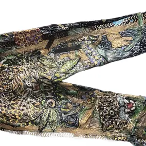 Hand made custom tiger on pants Jean