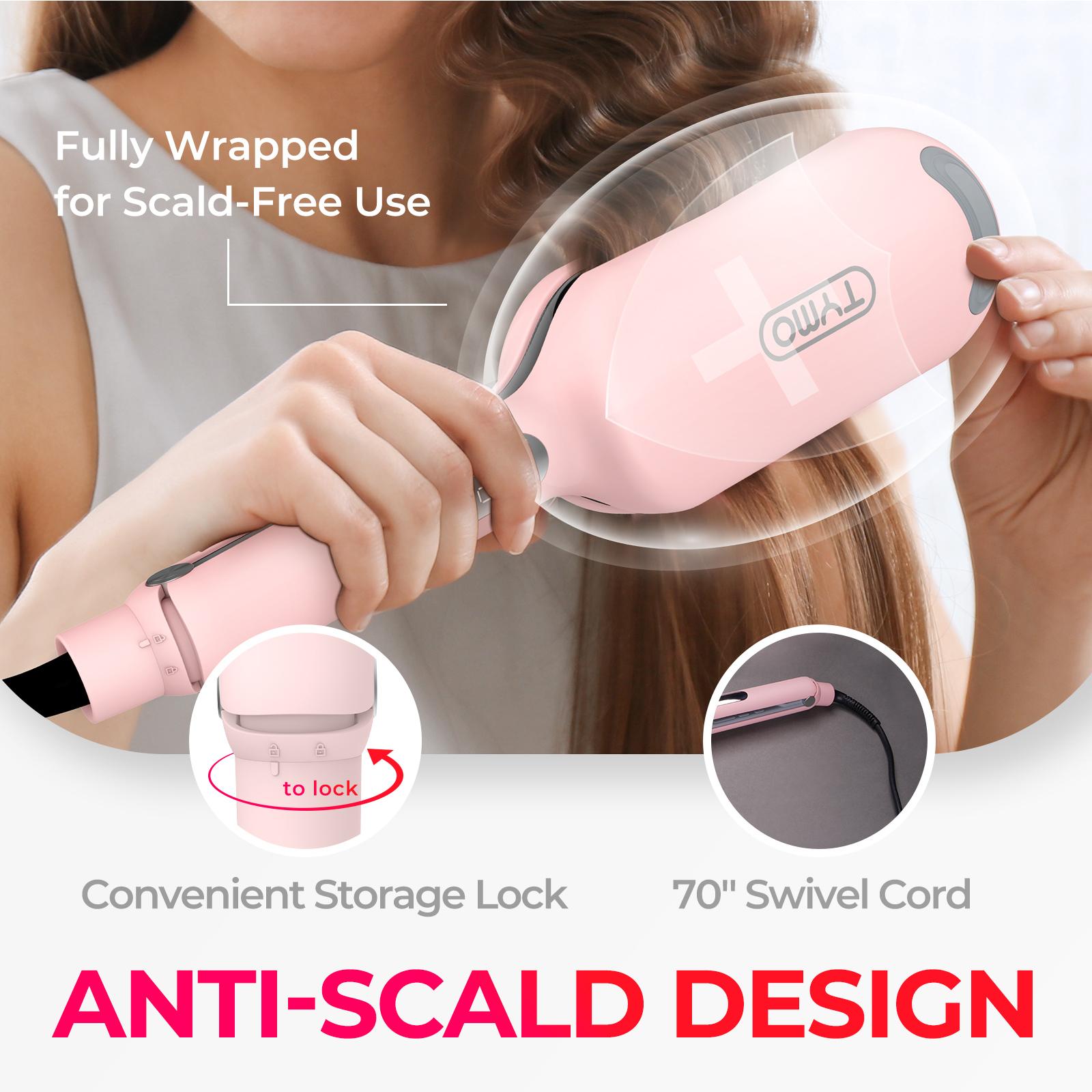 【Live Only】【Extra Gift in Live】TYMO ROVY / ROVY COMPACT-  Beach Waves Curling Iron, Ionic Deep Waver Hair Curler Tool with Ceramic 3 Barrel for Women, Dual Voltage, Anti-Scald, Easy to Use, 1.25 Inch, Pink, Beauty Equipment
