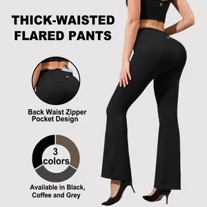 Women's High-Rise Tummy-Slimming Flared Active Pants, Breathable Quick-Dry Fabric, Body-Hugging Contouring Fit, Seamless Plain Leggings, Straight Leg Yoga Pants, Ideal for Gym, Running, Workout, Yoga & Daily Casual Wear