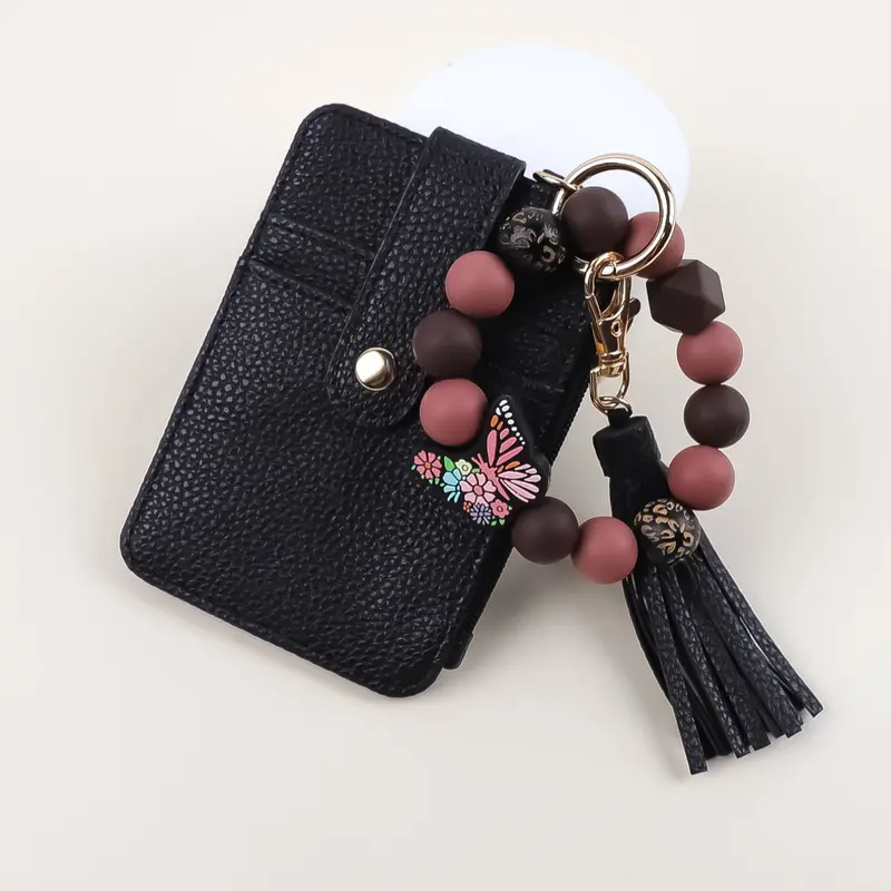 Fashion Sweet Beaded Wrist Keychain, Butterfly Pendant Design, Card Holder & Key Organizer, Perfect Gift for Mom & Friends, Keychain Jewelry, Trendy Cute Keychain, Gifts For Women, Stylish Keychain, Keyrings