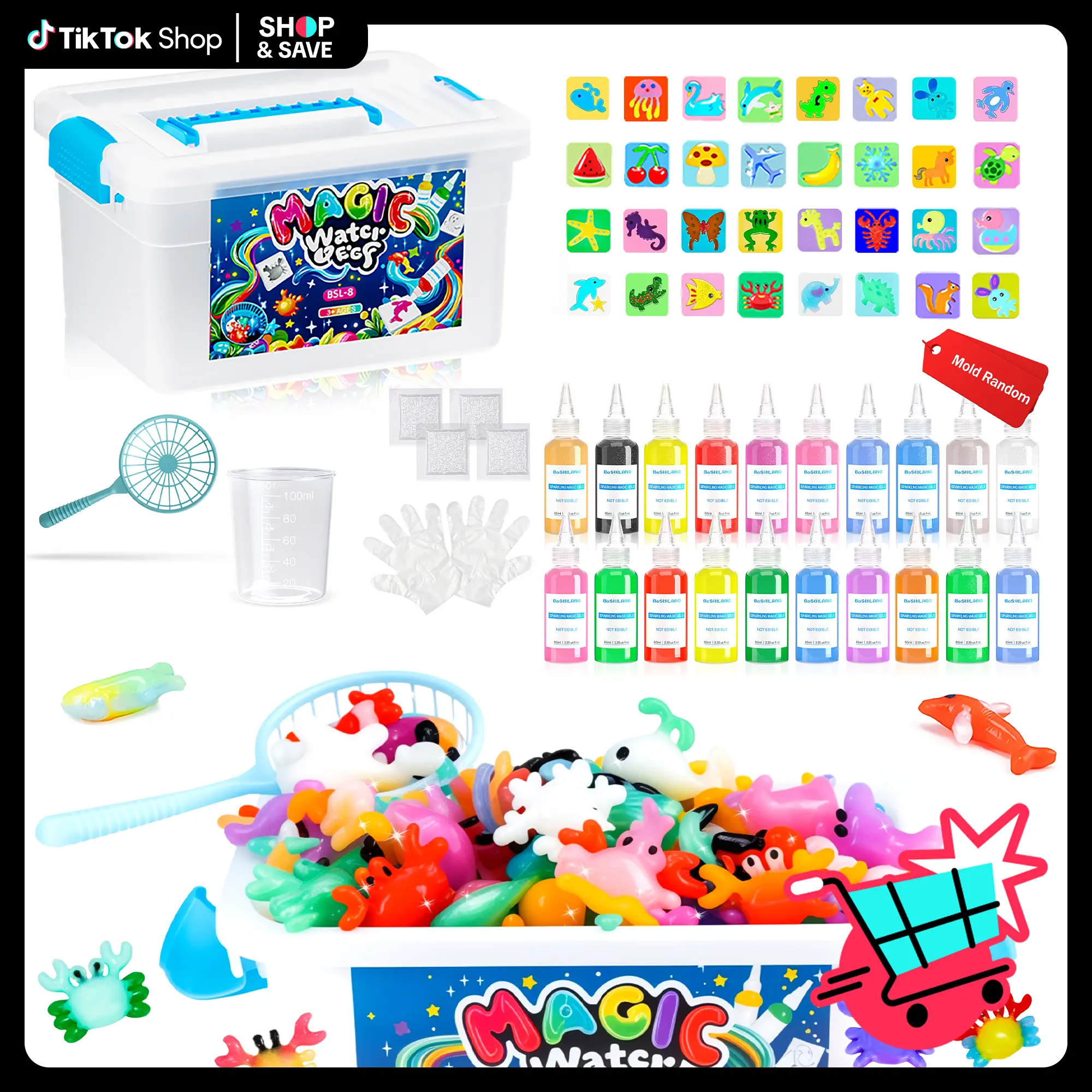 Magic Water Elf Toy Kit,Aqua Fairy Water Gel kit with 10 Magic Gel&10 Molds-Easter Craft, Water Pets, Birthday Gifts Watercraft Creativity