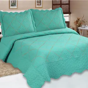 Luxury 3 pcs bedspread sets soft quilt bedding set with pillowcase multiple color