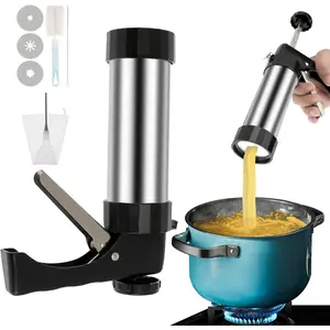 Stainless Steel Churro Maker Machine, Heavy Duty Cookie Press  Kit with 3 Piping Tips & Filling Injector, DIY Hollow Churros & Spanish Desserts for Family Baking, Cinco de Mayo Party Supplies