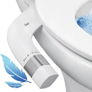 Bidet Attachment for Toilet, Dual Nozzle Bidet Toilet Seat, Non-Electric Ultra-Thin Bidets for Existing Toilets, Rear/Feminine Wash with Adjustable Water Pressure (White)