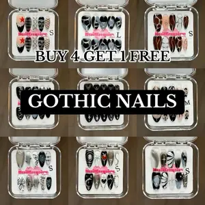 GOTHIC NAILS | The Nail Empire | 10pcs Acrylic Press On Nails | Gothic | Black | Dark | Glossy | High quality|
