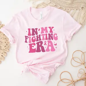 In My Fighting Era T-Shirt, Breast Cancer Warrior Shirt, Cancer Fighter Tshirt, Cancer Warrior, Breast Cancer Warrior Gift, Breast Cancer Awareness Month, Chemotherapy Tee Casual Shortsleeve