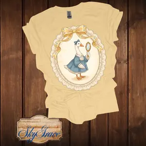SkyGrace Top Womenswear  T-Shirt with Elegant Goose Design and Bow Detail