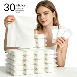 Extra Large Compressed Towels,Disposable Towel Thicker(9.4" x11.8") 30/50/100/200 Bulk Set Disposable Compressed Washcloths for Travel & Camping, Soft Compressed Face Towels for Daily Use & Camping Essentials
