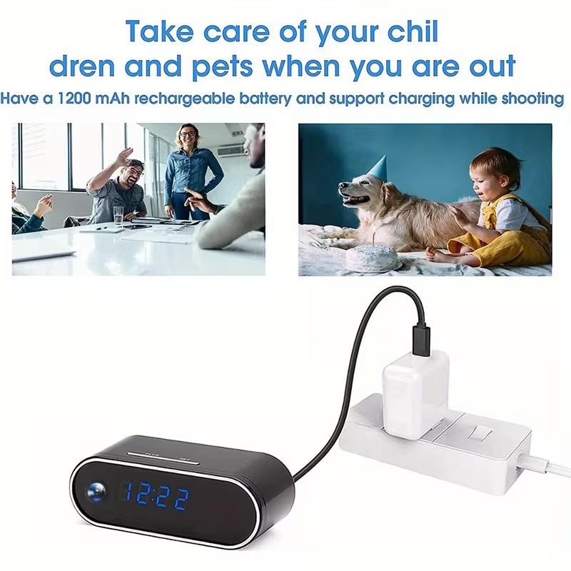 Mother's Day Gift:WiFi Security Camera - Wireless Camera Clock with 64GB Card, Night Vision, Motion Detection, Loop Recording, 2.4GHz WiFi Connection, Lithium Battery Powered, Remote Live Viewing, Ideal for Home, Office, Warehouse Monitoring