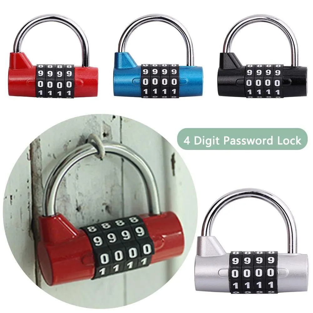 Heavy Duty 4 Dial Digit Combination Lock Weatherproof Security Padlock Outdoor Gym Safety Code Lock