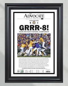 2025 LSU Tigers "GRRR-8!" College World Series Champions Poster Print Unframed Newspaper