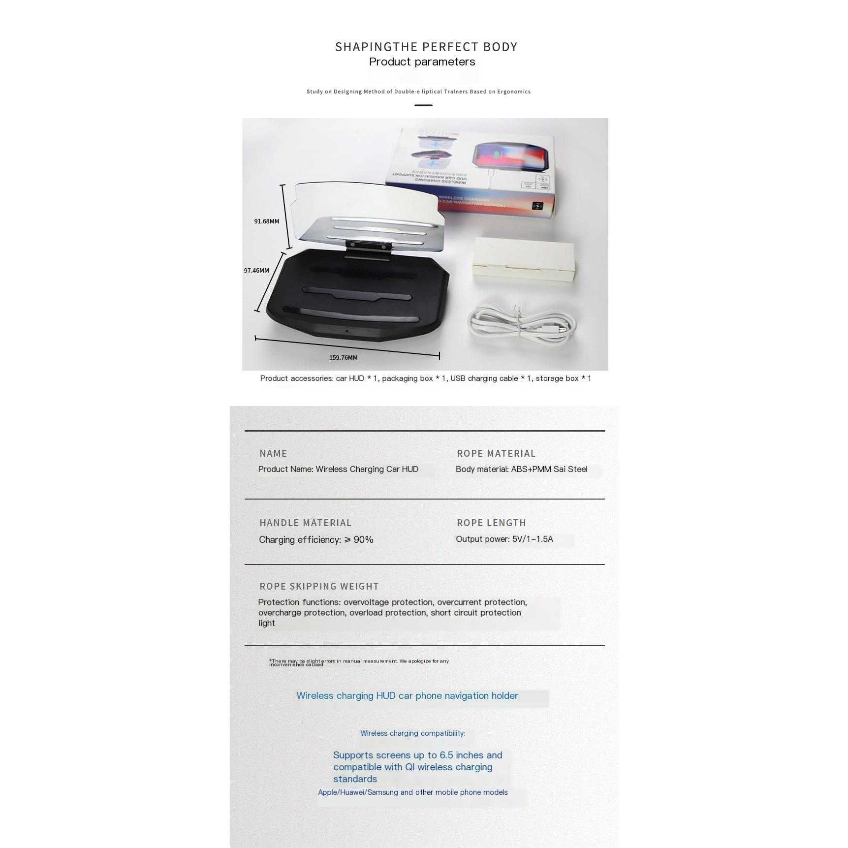 Car HUD Wireless Charger Phone Mount with Projector