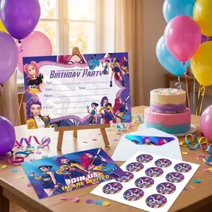 Demon Movie Hunters Birthday Invitation Cards Gift Cards with Envelopes for Party Supplies 16pcs Cute Design Thick Sturdy Paper Easy Write On Special Events