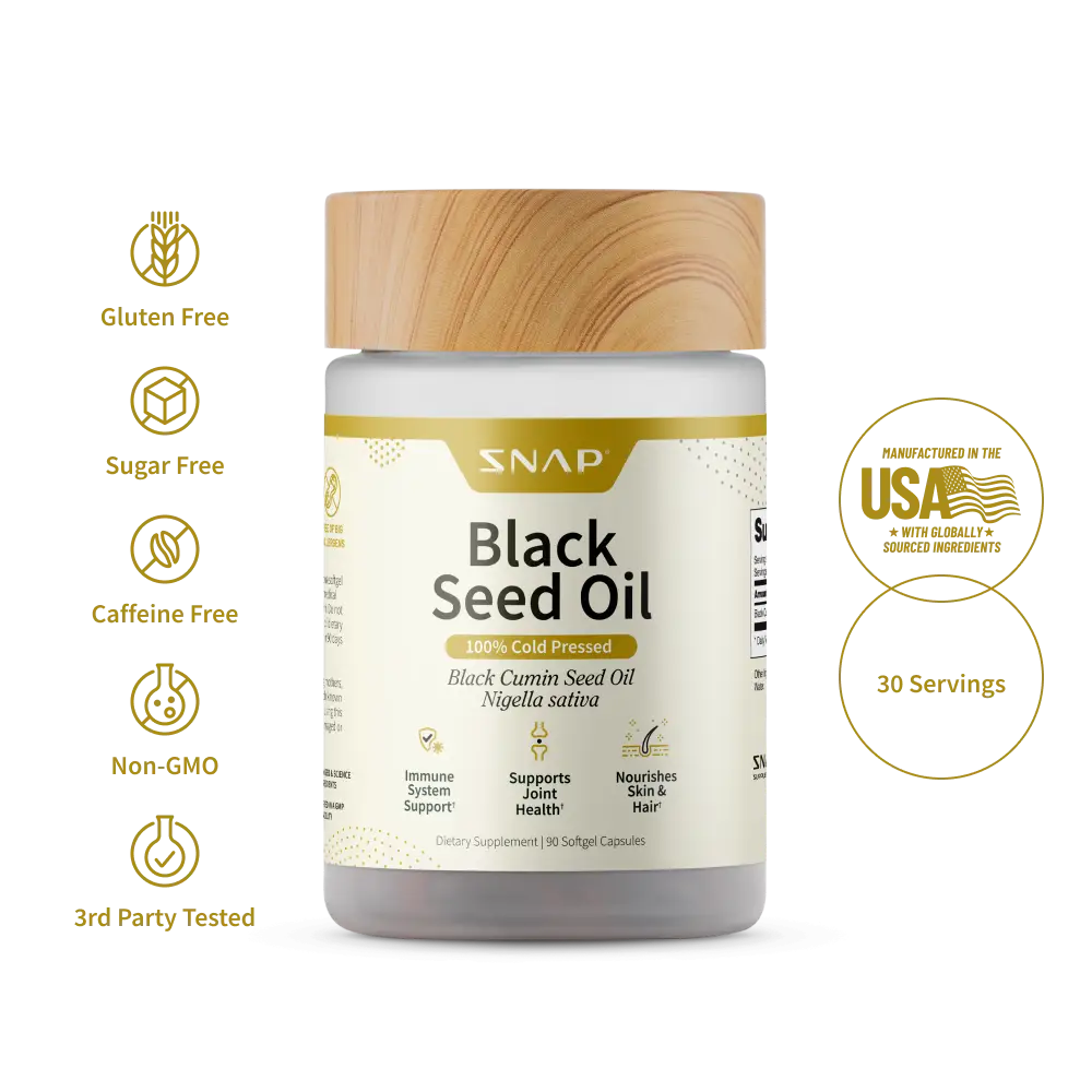 Snap Supplements - Black Seed Oil - Cold Pressed - Natural Supplement Soft Gels...